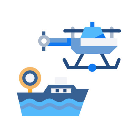Shipping and Delivery with Helicopter Concept in Vector Styleのイラスト素材