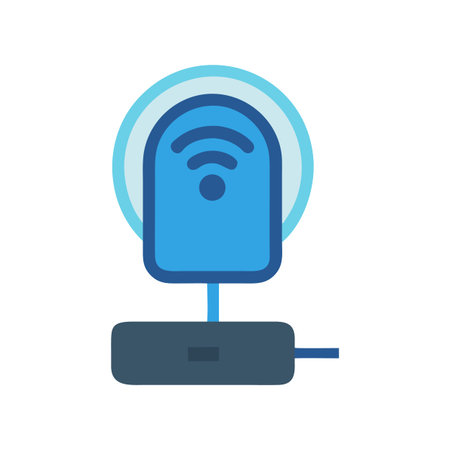 Wireless IP camera illustration with black background, surveillanceのイラスト素材