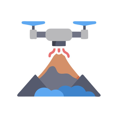 Volcano monitoring with drone, data capture, risk assessmentのイラスト素材