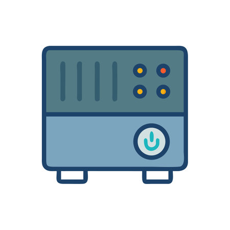 Cartoon server icon with power button on blackのイラスト素材
