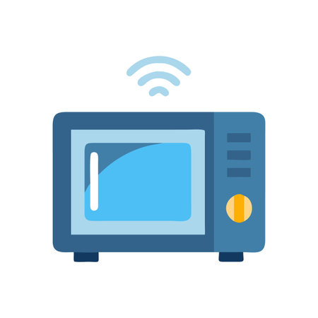 Smart Microwave Oven Icon with Wi-Fi Connectivityのイラスト素材