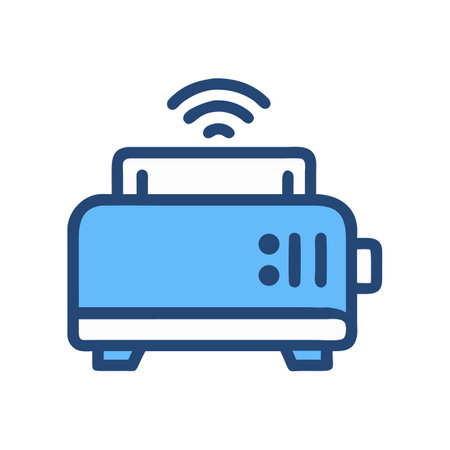 Smart Toaster Icon with WiFi Symbol on Blackのイラスト素材