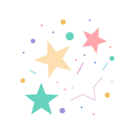 Colorful Stars and Confetti Celebration Background Design Vectorのイラスト素材
