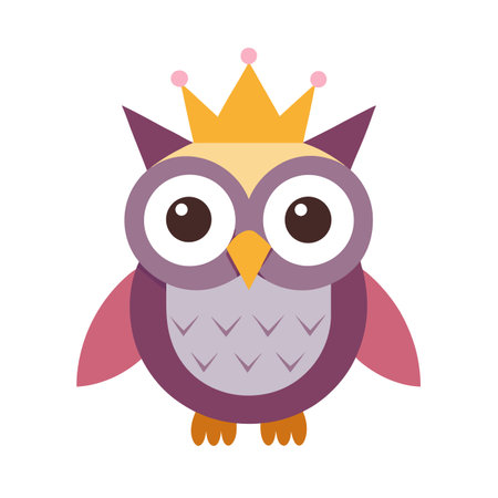 Cute cartoon owl wearing a crown illustration designのイラスト素材