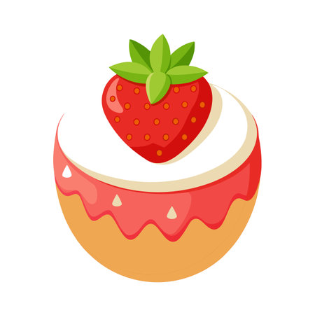 Cute Strawberry Cake Illustration for Desserts or Bakingのイラスト素材