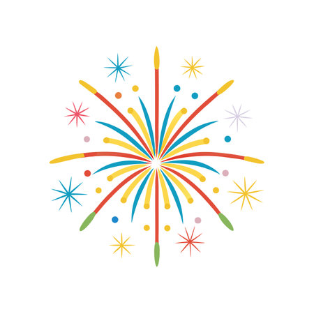 Festive Firework Icon with Stars and Color Burstsのイラスト素材