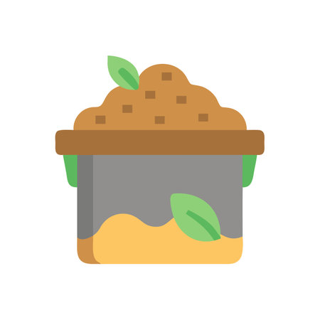 Isolated Cartoon Potted Plant with Soil and Leavesのイラスト素材