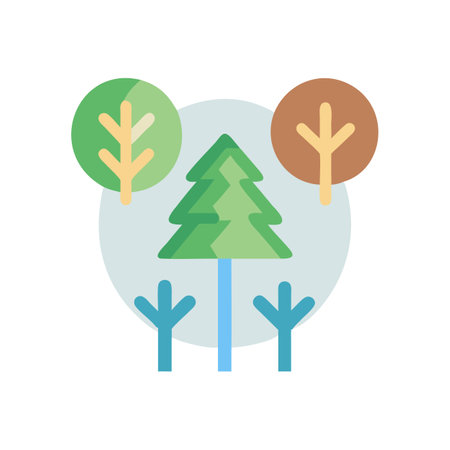 Stylized Trees and Forest Design Flat Vector Illustrationのイラスト素材