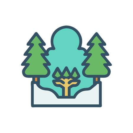 Winter Landscape Icon Illustration with Trees and Snowのイラスト素材