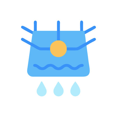 Water Treatment Plant Icon: Clean, Filtered Water Processのイラスト素材