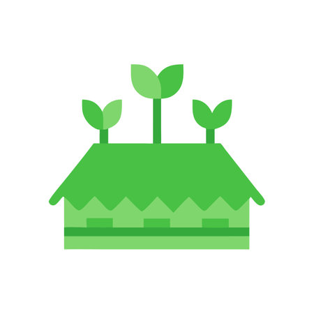 Green Greenhouse Icon with Plants on a Black Backgroundのイラスト素材