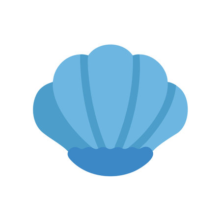 Blue Seashell Isolated on Black Background Illustration Vectorのイラスト素材