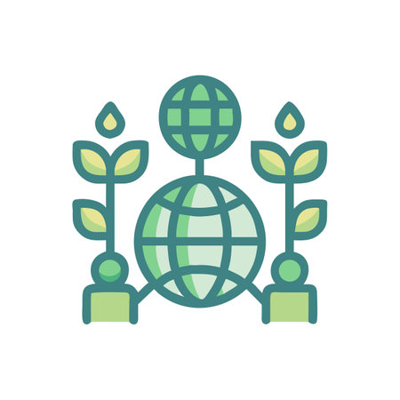 Global Connection: Sustainability, Environment, and International Cooperation Iconのイラスト素材