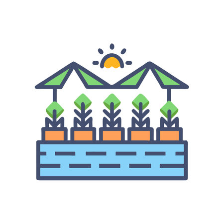 Modern indoor gardening concept, plant pots under the sunのイラスト素材