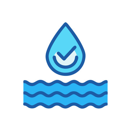 Clean water icon with check mark and wavesのイラスト素材