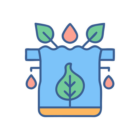 Hydroponic Plant Growth Icon with Water and Leavesのイラスト素材