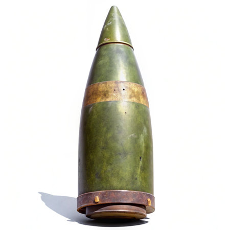 bullet shell on a white background, close-up of photo