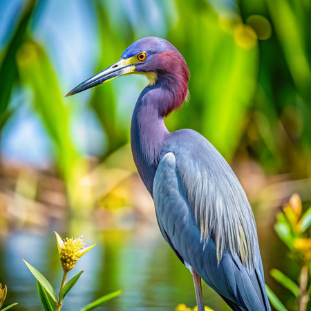 Little Blue Heron in Everglades National Park, Florida, USAの写真素材