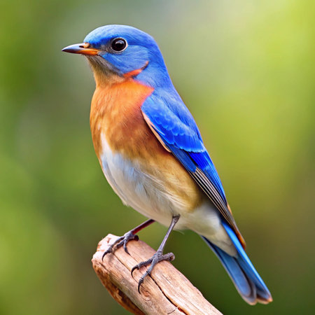Male Eastern Bluebird (Sialia sialis) on a perchの写真素材