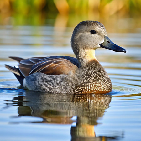 A duck swimming in the waterの写真素材