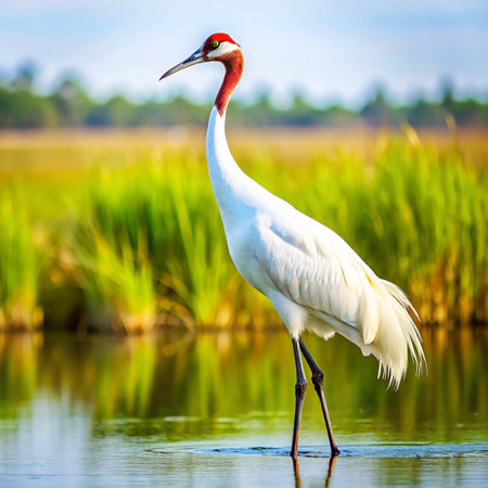 Red-crowned crane (Ardea rosea)の写真素材