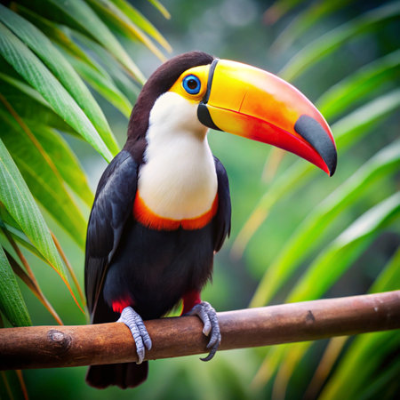 Toucan sitting on a branch in the rainforest of Costa Ricaの写真素材