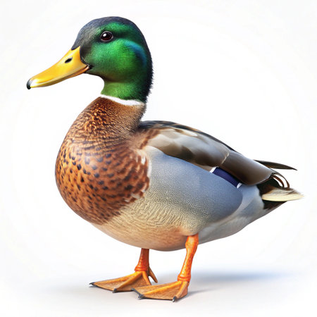 Duck isolated on white background. 3d rendering, 3d illustration.の写真素材