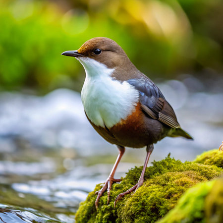 White-throated dipper (Cinclus cinclus) in natureの写真素材