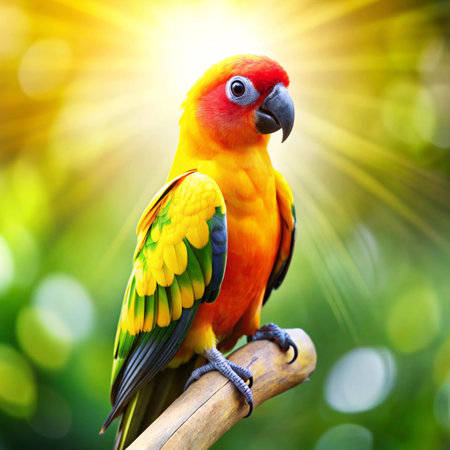 Colorful Sun Conure parrot, Sun Conure Parrot