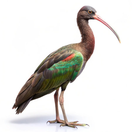 Red-necked Ibis, Plegadis falcinellus, isolated on white background