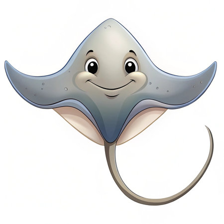 3d rendered illustration of stingray cartoon character isolated on white background