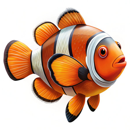 Cartoon clownfish isolated on a white background - 3D renderの写真素材