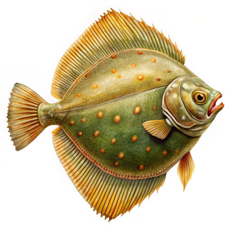 Flounder fish isolated on white background. 3D illustration.の写真素材