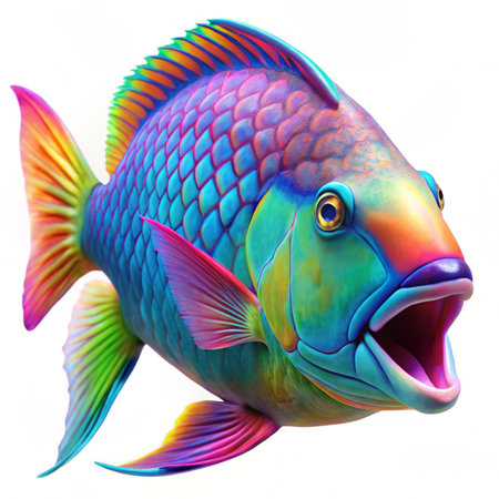 Tropical fish isolated on white background. 3D illustration.