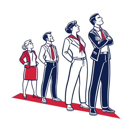 Line of business people on the red carpet upward viewのイラスト素材
