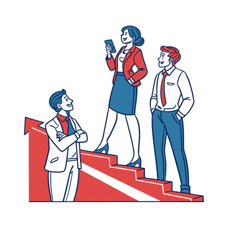 Team climbing steps of success arrow, business growth conceptのイラスト素材