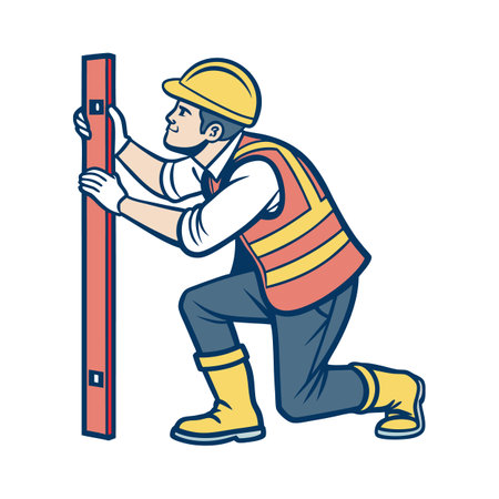Hardworking Worker Using Leveling Square for Projects