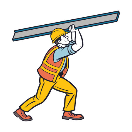 Worker Holding Steel Beam for Construction Projects