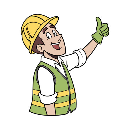 Hardworking Employee Giving Thumbs Up for Successのイラスト素材