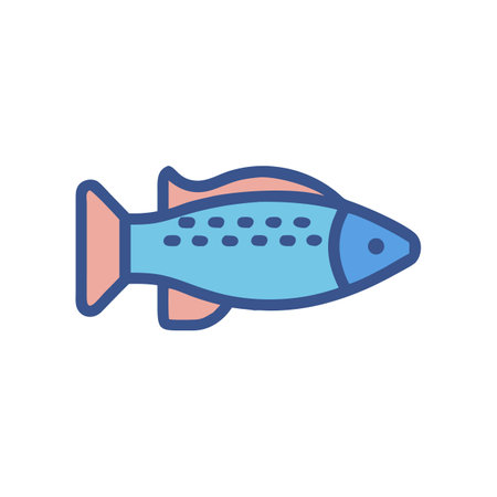 Stylized fish icon against black backgroundのイラスト素材