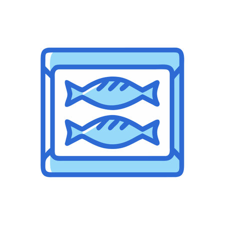 Two stylized fish swimming in a blue containerのイラスト素材