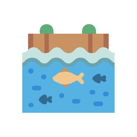 Flat illustration of underwater scene with fishのイラスト素材