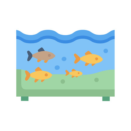Flat vector illustration of an aquarium with goldfishのイラスト素材