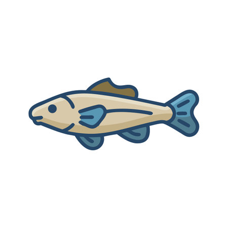 Illustration of single fish in profile viewのイラスト素材