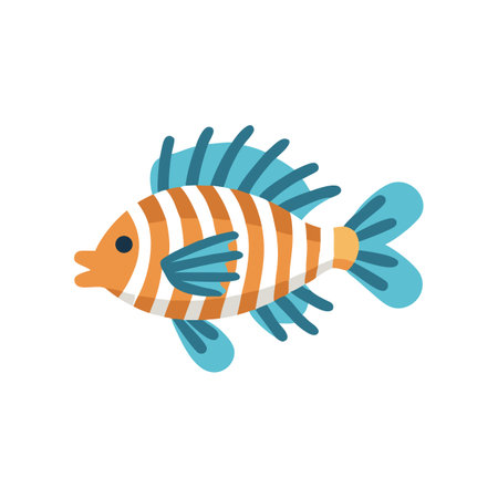 Cartoon striped fish illustration on black backgroundのイラスト素材
