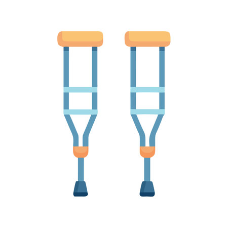 Crutches illustration on black background, medical mobility deviceのイラスト素材