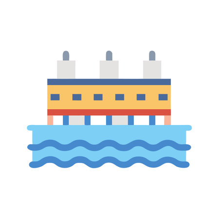 Abstract water treatment plant icon on black backgroundのイラスト素材