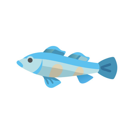 Simple Blue Fish Illustration on Black Backgroundのイラスト素材