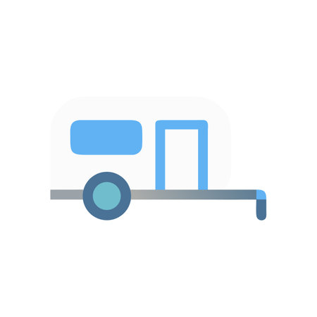 Simple Camping Caravan Icon Illustration on Black Backgroundのイラスト素材