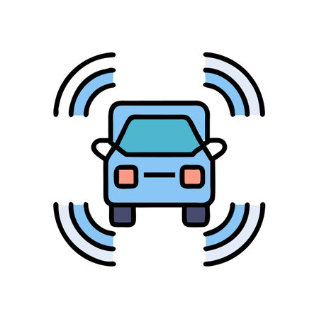 Connected autonomous car technology vector icon on blackのイラスト素材